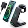 Wireless Charging Station, 3 in 1 Fast Desk Charging Station, Wireless Charger Stand for iPhone 15/14/13/12/11 Pro Max/X/Xs Max/8/8 Plus, AirPods 3/2/pro, iWatch Series 9/8/7/6/5/SE/4/3/2 Black