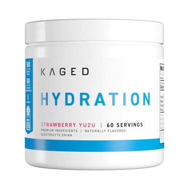 Kaged Electrolyte Hydration Powder, Hydracharge Strawberry Yuzu, Sports Drink for Men and Women, Pre, Post, Intra Workout Supplement, 60 Servings