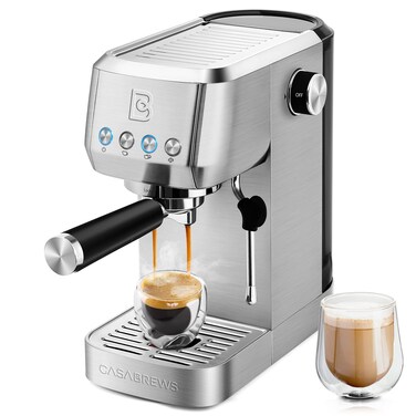 CASABREWS 3700 Essential Espresso Machine 20 Bar, Stainless Steel Cappuccino &amp; Latte Machine with Steam Frother for Home, 49oz Water Tank, Silver