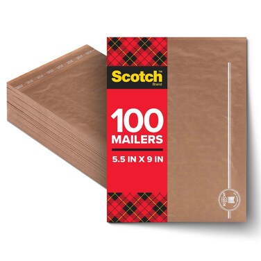 Scotch Curbside Recyclable Padded Mailers 100 Pack 5.9 x 9.2 in Similar impact protection to traditional bubble mailers (CR-0-1)