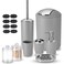 Fixwal Bathroom Accessories, 8 Piece Bathroom Accessories Set with Trash Can, Toothbrush Holder and Cup, Soap Dispenser and Dish, Toilet Brush and 2 Qtip Holder with Labels (Gray)