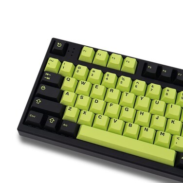 Black Green Keycaps Set 132 Keys Cherry Profile Doubleshot Custom Keyboard Keycaps for 60% 65% 70% 75% 100% Cherry Gateron MX Switches Mechanical Keyboards