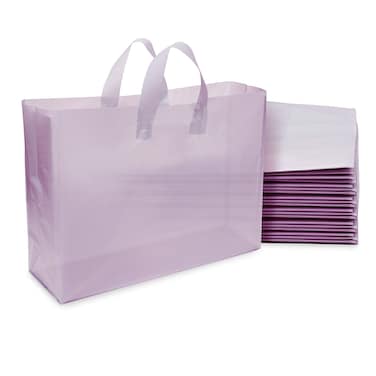 Prime Line Packaging Plastic Shopping Bags with Handles, Take Out Frosted Bags &amp; Delivery, Business, Boutiques, Retail, Bulk