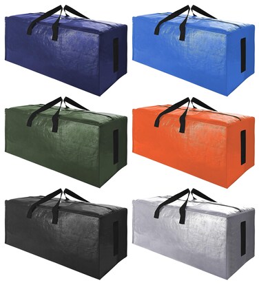 SWEET DOLPHIN 6 Pack Extra Large Moving Bags with Strong Zippers &amp; Carrying Handles, Heavy Duty Storage Tote for Space Saving Moving Storage, Fold Flat, Alternative to Moving Box (Multicolored)