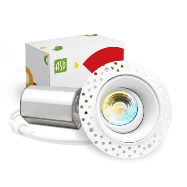 ASD Trimless Gimbal LED Recessed Lighting 2 Inch, 8W 120V LED Downlight, Adjustable Dimmable Directional Ceiling Light with J-Box, 5 CCT 2700K-5000K, CRI 90+ IC Rated, Airtight, ETL Energy Star, White