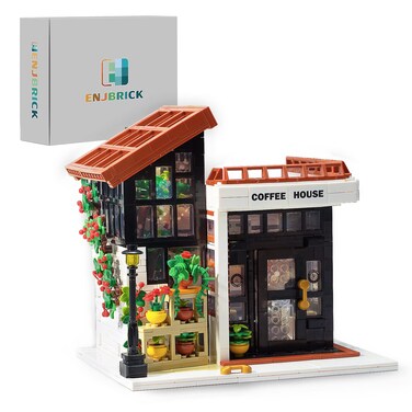 ENJBRICK Flowers Botanical City Coffee Shop Building Kit for Adutls,Architecture Building Blocks House Set for Boys and Girls 8-14 Years and Up 1512 pcs