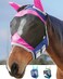 Harrison Howard Luxe Dual-Tone Horse Fly Mask Half Face with Ears Fully Visible UV-Blocking Fine Mesh Soft Fleece Edging for Extra Comfort Fuchsia/Navy L Full Size