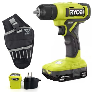 Cordless Drill Set Bundle with18-Volt 3/8 Inch Drill Driver, 1.5 Ah 18-Volt Lithium-ion Battery, 18-Volt Battery Charger and Buho Drill Holster with Safety Strap
