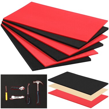 3 Sets Tool Box Shadow Foam Organizers Liner Adjustable Inserts Foam Non Slip Liner Mat for Tool Box, Cabinet and Chest Drawers, Black Top and Red Bottom(10.7 x 18 Inch)