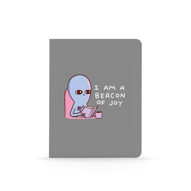 DENIK - I am A Beacon of Joy - 9" x 7" Aesthetic Layflat Notebook - 144 Lined Pages - Durable Binding and Design - Water-Resistent Soft Touch Cover - Made With Recycled Paper