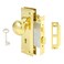 Mortise Lock Set for Interior Door, Vintage Antique Gold Door Knobs with Lock and Skeleton Key, Old Door Knob Replacement Fits 1-3/8 in 1-3/4 in, Polished Brass Finish