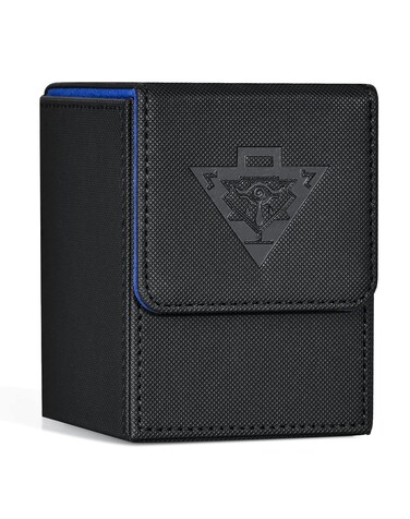 ZLCA Deck Box for MTG Yugioh TCG, Storage Box with Dividers Holds 100+ Sleeved, Premium Deck Case Compatible with CCG Trading Cards (Black&amp;Blue,Puzzle)