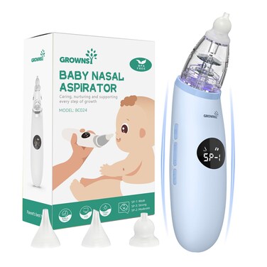 Baby Nasal Aspirator   Baby Nose Sucker   Baby Nose Cleaner, Automatic Booger Sucker for Baby, Rechargeable, with Pause &amp; Music &amp; Light Function（Blue）