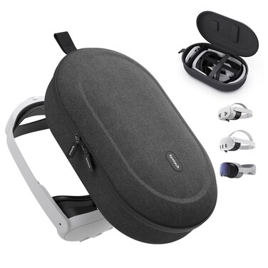 Syntech Hard Carrying Case Compatible with Meta Quest 3S/Quest 3/Oculus Quest 2/VP/Pico4, Accessories VR Headset with Elite Strap, Touch Controllers for Travel, Black (Do Not Fit 3rd-party Headstrap)