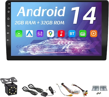 Android 10.1 inch Double Din Car Stereo, Car Stereo with Bluetooth, Touch Screen, WiFi, Mirror Link, HiFi, Backup Camera, GPS, FM, 2G+32G, Supports Apple Carplay &amp; Android Auto
