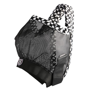 Harrison Howard Cattle Livestock Fly Mask Breathable Mesh Padded Edging with Fun Patterns Large Spacing Forelock Opening Design Adjustable Fit for Cattle Black
