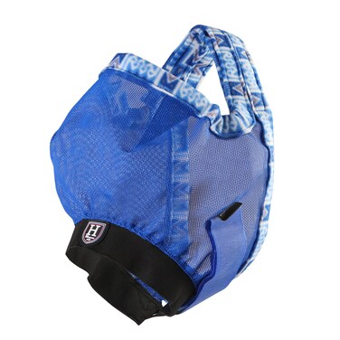 Harrison Howard Cattle Livestock Fly Mask Breathable Mesh Padded Edging with Fun Patterns Large Spacing Forelock Opening Design Adjustable Fit for Cattle Blue