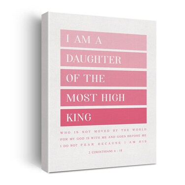 Pink Bible Verse Canvas Print Decor I am a Daughter of the Most High King 2 Corinthians 6 : 18 Wall Painting Posters Artwork 12&rdquo;X15&rdquo; Modern Home Decoration (Framed)&hellip;