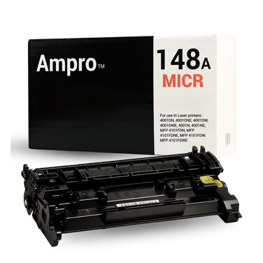 Ampro New Replacement 148A MICR Toner Cartridge, for Check Printing with Laser Printers 4001dwe, 4001dw, MFP 4101 fdwe, 4101fdw. (Prints 3000 Pages)