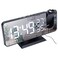 ThreeH Projection Alarm Clock for Bedroom Large 7.4'' LED Mirror Display &amp; 4 Dimmer Radio Alarm Clock with USB Charging 180&deg; Rotable 2 Sounds Black-White