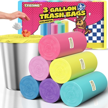 Small Trash Bags 3 Gallon -150 Count Mini Garbage Bags Unscented,12 Liter Colored Plastic Trash Can Liners,Strong Wastebasket Liners for Bathroom Toilet and Home