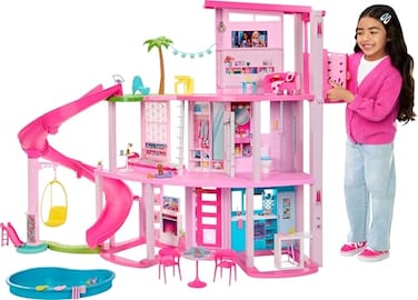Barbie DreamHouse, Doll House Playset with 75+ Pieces Including Toy Furniture &amp; 3-Story Pool Slide, Pet Elevator &amp; Puppy Play Areas