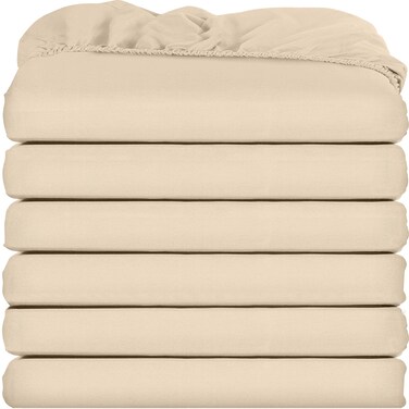 Utopia Bedding Twin Fitted Sheets - Bulk Pack of 6 Bottom Sheets - Soft Brushed Microfiber - Deep Pockets - Shrinkage &amp; Fade Resistant - Easy Care (Beige)