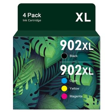 Compatible for 902XL Ink Cartridges Combo Pack Replacement for HP 902 Ink Cartridges Work with HP OfficeJet Pro 6978 6970 6968 6958 6960 6962 Printers (Black, Cyan, Magenta, Yellow, 4 Pack)