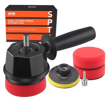 Dual Action Power System Tool, Forced Dual Action Polisher Adapter Detailing Tool with 3Pcs Polishing Pads For Cordless Drill for Car Polishing, Buffing, Waxing and Compounding -DAPSTS3