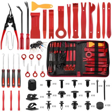 Trim Removal Tool Kit 330Pcs Car Removal Tool Kit Pry Tool Set Auto Clip Pliers Panel Door Radio Dash Window Bumper Adhesive Cable Clips Retainer Clip Set Terminal Removal Tool Set Fastener Remover