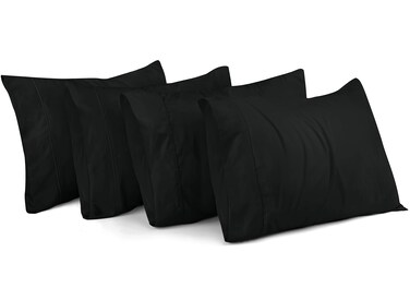 Utopia Bedding Standard Pillow Cases - Pack of 4 - Envelope Closure - Soft Brushed Microfiber Fabric - Shrinkage and Fade Resistant Pillow Covers Standard Size 20 X 26 Inches (Standard, Black)