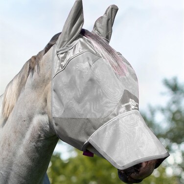 Harrison Howard Horse Fly Mask Long Nose with Ears Original Grey Horse Large