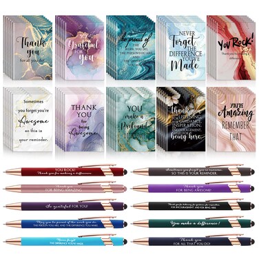 Kosiz 120 Pcs Gifts Bulk Employee Appreciation Gifts for Coworkers Motivational Notebooks Inspirational Pens Mini Notepads with Pens for Team Staff Teacher Volunteer
