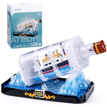Titanic Ship in a Bottle Micro Mini Building Set, Titanic Toys Model Collectible Display Sets, Building Kits for Adults Kids Teens Age 14+ Gift (1102 PCS)