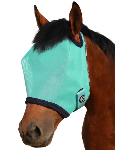 Harrison Howard All Round Mesh Horse Fly Mask UV Protective with Fleece Padded Edging Mint L