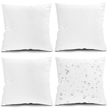 Fixwal Outdoor Pillow Inserts, 24x24 Inch Waterproof Pillows Inserts, 4 Pack Pillow Form for Patio, White