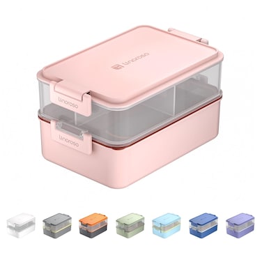 linoroso Stackable Bento Box Adult Lunch Box   Meet All You On-the-Go Needs for Food, Salad and Snack Box, Premium Bento Lunch Box for Adults Include Utensil Set, Dressing Containers - Frozen Berry