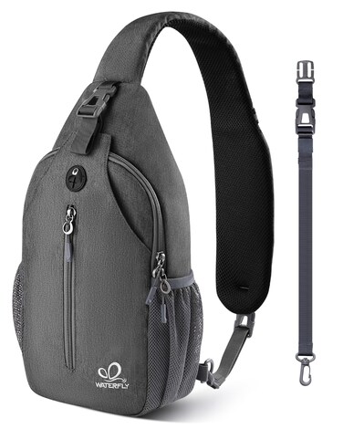 WATERFLY Small Hiking Sling Backpack: Crossbody Sling Bag Chest Bag Daypack for Men Women with Skin-Friendly Shoulder Strap