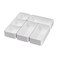 6 Pcs Stackable Drawer Organizer Set Desk Drawer Dividers, Bathroom Vanity Cosmetic Makeup Trays , Multipurpose Plastic Storage Bins for Jewelries, Kitchen Gadgets and Office Accessories, White