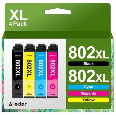 802XL 802 Ink Cartridges Remanufactured Replacement for Epson 802XL Ink Cartridges Combo Pack for Epson 802XL T802 Use for Epson Workforce Pro WF-4730 WF-4740 WF-4720 WF-4734 EC-4020 EC-4030