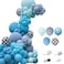 Balloon Combination Decorations 146 PCS Blue Race Car Balloons Garland Arch Kit with Checkered for Racing Car Theme Vroom Racing Birthday Party Supplies