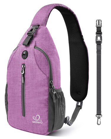 WATERFLY Small Hiking Sling Backpack: Crossbody Sling Bag Chest Bag Daypack for Women with Skin-Friendly Shoulder Strap