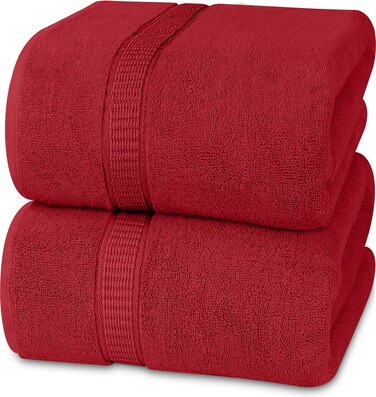 Utopia Towels Luxurious Jumbo Bath Sheet 2 Piece, 600 GSM, 35 by 70 Inches, 100% Ring Spun Cotton, Highly Absorbent and Quick Dry Extra Large Bath Towel, Super Soft Towel, Red