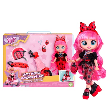 Cry Babies BFF Lady's Scooter - Girls and Boys Ages 5 and Up, 7.8 Inch Doll, Multicolor