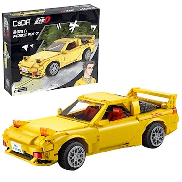 CaDA Initial D Mazda RX7-FD Toy Car Building Sets, 1:12 Scale Collectible Model Car Toy Building Blocks, Cool Simulation Cockpit Speed Racing Car for Fans and Kids Compatible with Legos