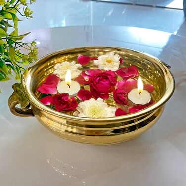 Craftsman 6 Inch Decorative Brass Urli Flower Candles Floating Bowing Brass Pot Home D&eacute;cor Items&hellip;