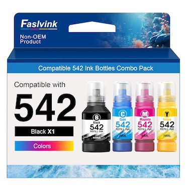 Compatible 542 Ink Refill Bottles 4 Pack Replacement for 542 Ink Refill Bottles Use with EcoTank Pro ET-5150 ET-5170 ET-5800 Ink Refill ET-5180 ET-5850 ET-5880 ET-16600 ET-16650 Printer