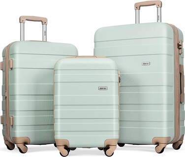 Merax 3 Piece Expandable ABS Hardshell Luggage Sets Spinner Wheel Suitcase TSA Lock Suit Case, Grey Green, 20/24/28 Inch