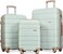 Merax 3 Piece Expandable ABS Hardshell Luggage Sets Spinner Wheel Suitcase TSA Lock Suit Case, Grey Green, 20/24/28 Inch