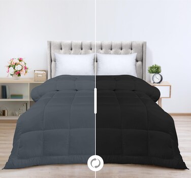 Utopia Bedding All Season Reversible Down Alternative Quilted Twin Comforter, Duvet Insert with Corner Tabs, Machine Washable, Bed Comforter (Black/Grey)